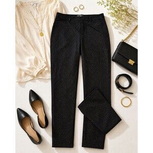 Old Navy Pixie High Rise Pants Size 16 Black Gold Metallic Dot Secret-Slim